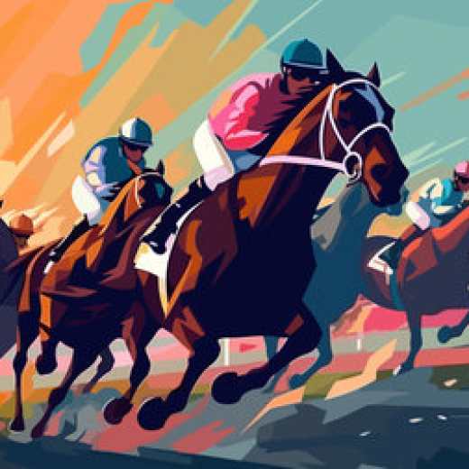 210066504-jockeys-sprinting-on-horses-perspective-view-flat-style-colorful-vector-illustration